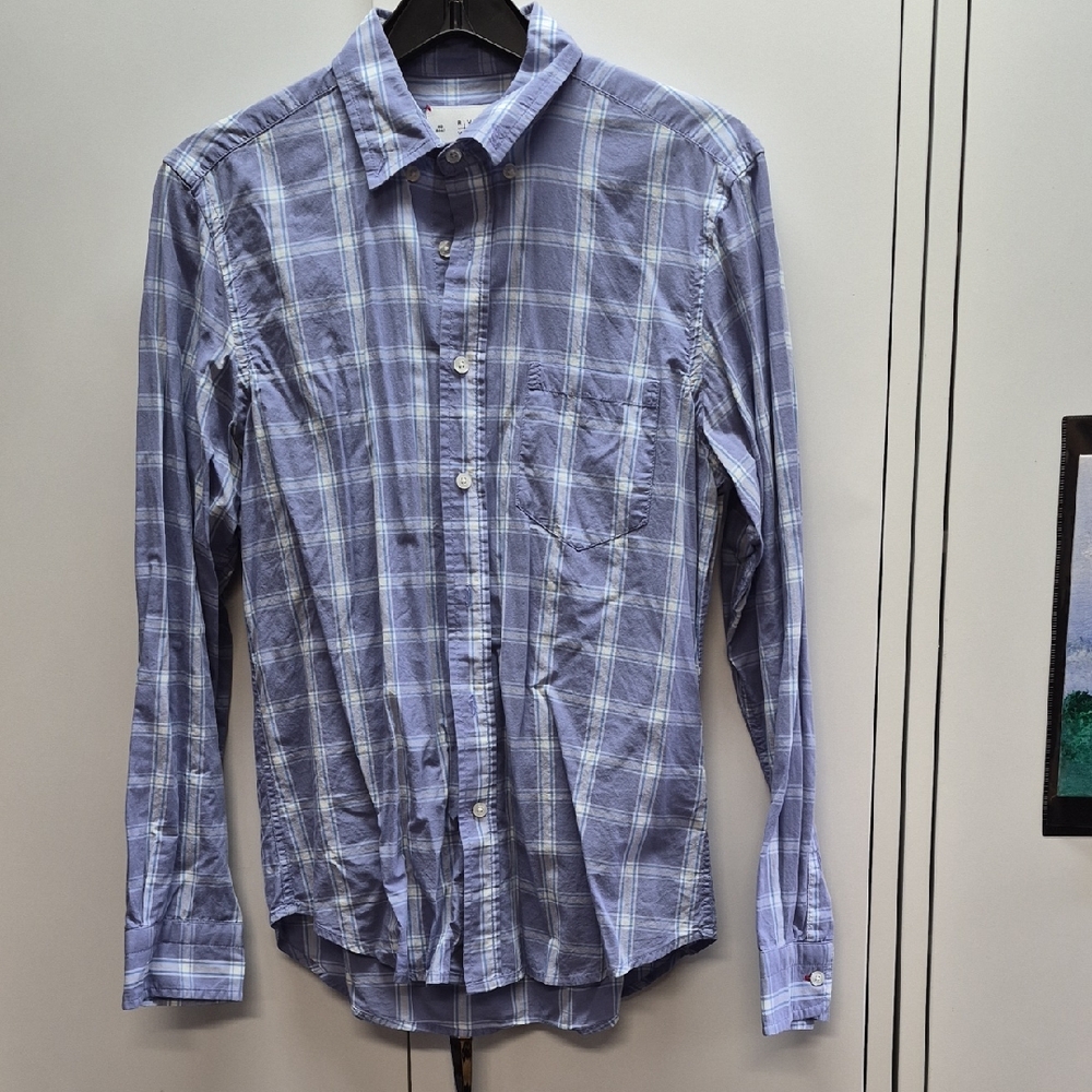 Casual Blue Plaid Button-Down Shirt